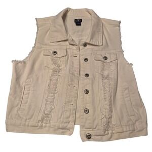 Blue Asphalt Size XL  Distressed Bleached Cropped 100% Cotton Denim Vest